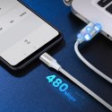 Kabel przewód w oplocie USB-A - USB-C QC 3.0 3A 1m - biały