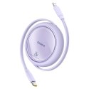 Kabel przewód zwijany Free2Pull USB-C - iPhone Lightning 20W 1m - fioletowy