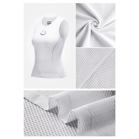 Koszulka kamizelka rowerowa tkanina 3D damska szybkoschnąca XL / XXL - biała Koszulka kamizelka rowerowa tkanina 3D damska szybkoschnąca XL / XXL - biała