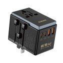 Ładowarka adapter podróżny GAN PRO 3 65W EU / US / JP / AUS / UK 2x USB-C 2x USB-A - czarny Ładowarka adapter podróżny GAN PRO 3 65W EU / US / JP / AUS / UK 2x USB-C 2x USB-A - czarny