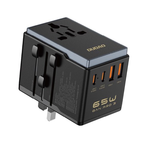 Ładowarka adapter podróżny GAN PRO 3 65W EU / US / JP / AUS / UK 2x USB-C 2x USB-A - czarny Ładowarka adapter podróżny GAN PRO 3 65W EU / US / JP / AUS / UK 2x USB-C 2x USB-A - czarny