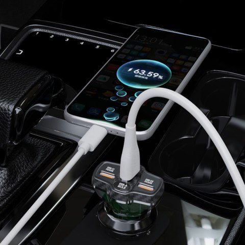 Ładowarka samochodowa R78 78W USB-C PD / 2xUSB-A QC - czarna Ładowarka samochodowa R78 78W USB-C PD / 2xUSB-A QC - czarna