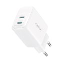 Ładowarka sieciowa 2x USB-C 20W PD QC 3.0 - biała