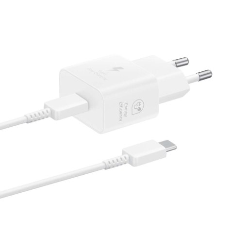 Ładowarka sieciowa GaN Samsung 25W SFC z kablem USB-C - biała Ładowarka sieciowa GaN Samsung 25W SFC z kablem USB-C - biała