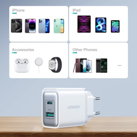 Ładowarka sieciowa USB-C - USB-A 30W PD - biała