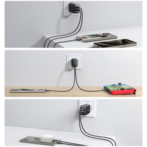 Ładowarka sieciowa USB-C i USB-A 25W SFC PPS PD - czarna