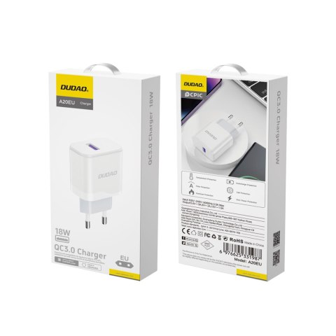 Ładowarka sieciowa do telefonu USB-A 18W - biała Ładowarka sieciowa do telefonu USB-A 18W - biała