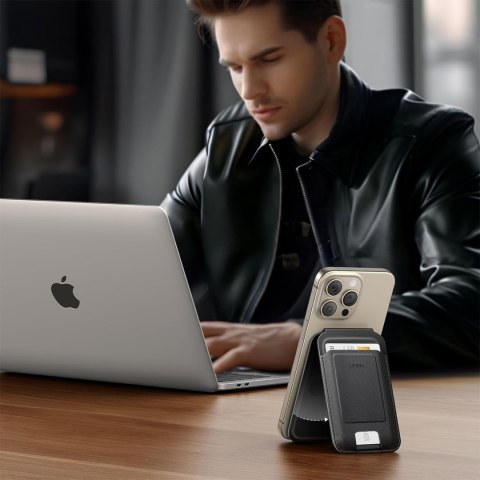Portfel na karty Magnetic Wallet MagSafe z podstawką - czarny
