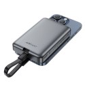 Powerbank magnetyczny 10000mAh indukcyjny 2x USB-C PD 30W + kabel USB-C - czarny Powerbank magnetyczny 10000mAh indukcyjny 2x USB-C PD 30W + kabel USB-C - czarny