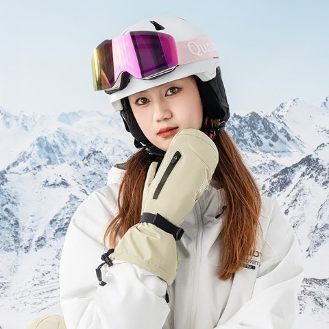 Rękawiczki narciarskie bez palców Full Length rozmiar M wodoodporne - beżowe Rękawiczki narciarskie bez palców Full Length rozmiar M wodoodporne - beżowe