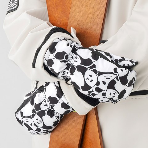 Rękawiczki narciarskie dziecięce bez palców Panda Heat rozmiar S - czarne/białe Rękawiczki narciarskie dziecięce bez palców Panda Heat rozmiar S - czarne/białe