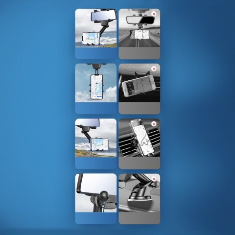 Uchwyt na telefon do samochodu na lusterko wsteczne ramię 18cm - czarny Uchwyt na telefon do samochodu na lusterko wsteczne ramię 18cm - czarny