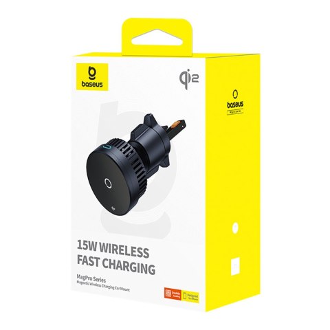Uchwyt samochodowy MagPro na kratkę nawiewu z ładowarką indukcyjną Qi2.0 15W - czarny Uchwyt samochodowy MagPro na kratkę nawiewu z ładowarką indukcyjną Qi2.0 15W - czarny