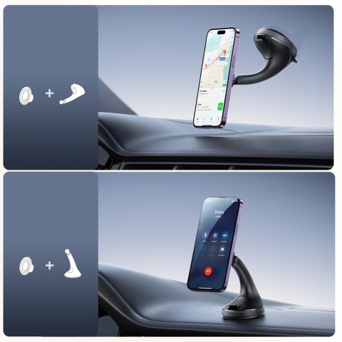 Uchwyt samochodowy magnetyczny na telefon na szybę kokpit - czarny Uchwyt samochodowy magnetyczny na telefon na szybę kokpit - czarny