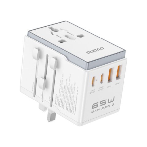 Uniwersalana ładowarka adapter podróżny 65W EU / US / JP / AUS / UK 2x USB-C 2x USB-A - biały Uniwersalana ładowarka adapter podróżny 65W EU / US / JP / AUS / UK 2x USB-C 2x USB-A - biały