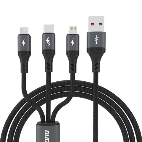 3w1 Kabel przewód 60W USB-A - MicroUSB USB-C iPhone Lightning 1.2m - czarna 3w1 Kabel przewód 60W USB-A - MicroUSB USB-C iPhone Lightning 1.2m - czarna