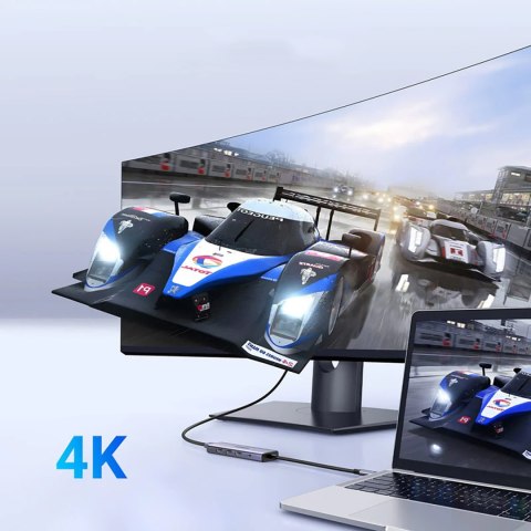 5w1 HUB adapter USB-C - USB-C PD / HDMI / 3x USB-A 3.0 - szary 5w1 HUB adapter USB-C - USB-C PD / HDMI / 3x USB-A 3.0 - szary