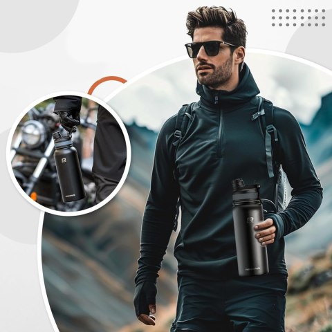 Bidon rowerowy butelka termiczna na napoje stal nierdzewna 530ml - czarny Bidon rowerowy butelka termiczna na napoje stal nierdzewna 530ml - czarny