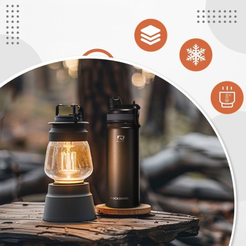 Bidon rowerowy butelka termiczna na napoje stal nierdzewna 530ml - czarny Bidon rowerowy butelka termiczna na napoje stal nierdzewna 530ml - czarny