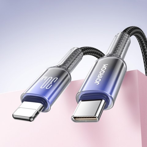 Kabel przewód Crystal-Clear Series 30W USB-C - iPhone Lightning 1.2m - czarny