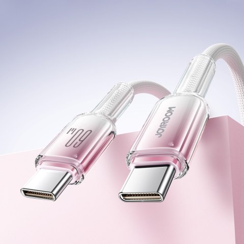 Kabel przewód Crystal-Clear Series 60W USB-C - USB-C 1.2m - biały Kabel przewód Crystal-Clear Series 60W USB-C - USB-C 1.2m - biały