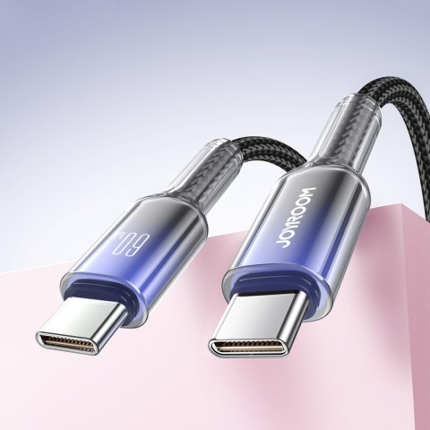 Kabel przewód Crystal-Clear Series 60W USB-C - USB-C 1.2m - czarny Kabel przewód Crystal-Clear Series 60W USB-C - USB-C 1.2m - czarny