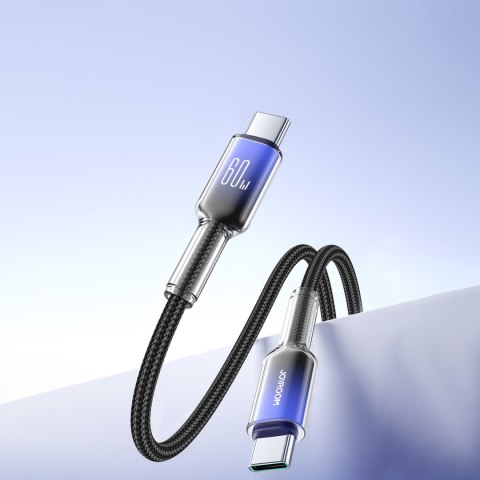 Kabel przewód Crystal-Clear Series 60W USB-C - USB-C 1.2m - czarny Kabel przewód Crystal-Clear Series 60W USB-C - USB-C 1.2m - czarny