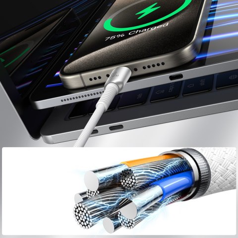 Kabel przewód Cutting-Edge Series 30W USB-C - iPhone Lightning 1.2m - szary