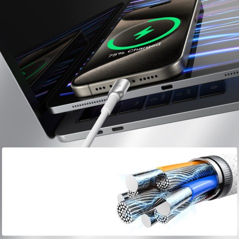 Kabel przewód Cutting-Edge Series 60W USB-C - USB-C 1.2m - szary Kabel przewód Cutting-Edge Series 60W USB-C - USB-C 1.2m - szary