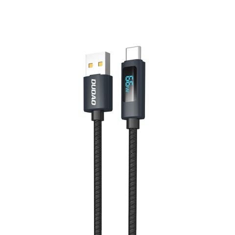 Kabel przewód L7T USB-A - USB-C 66W z wyświetlaczem LED 1m - czarny Kabel przewód L7T USB-A - USB-C 66W z wyświetlaczem LED 1m - czarny
