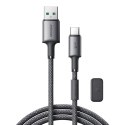 Kabel przewód USB-A - USB-C z organizerem uchwytem magnetycznym 1.2m - szary Kabel przewód USB-A - USB-C z organizerem uchwytem magnetycznym 1.2m - szary
