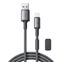 Kabel przewód USB-A - iPhone Lightning z organizerem uchwytem magnetycznym 1.2m - szary