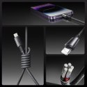 Kabel przewód USB-A - iPhone Lightning z organizerem uchwytem magnetycznym 1.2m - szary