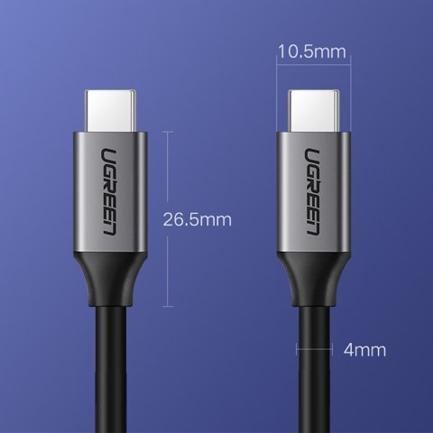 Kabel przewód USB-C 3.1 - USB-C 3.1 1.5m - szary