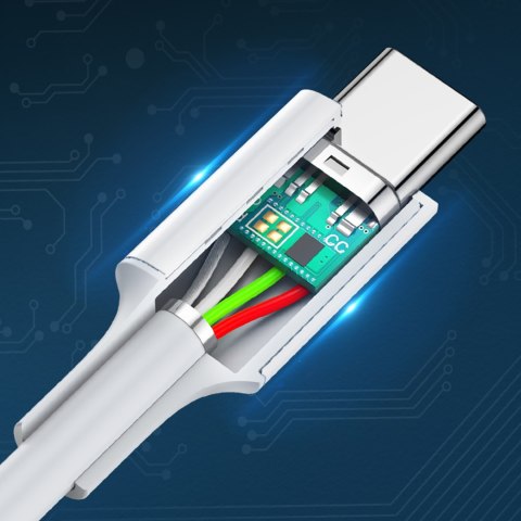Kabel przewód USB-C - USB-C PD QC AFC 0.5m - biały