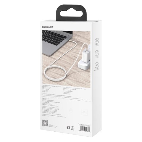 Kabel przewód USB-C - USB-C Series Metal Data PD QC SCP 100W 5A 1m - biały