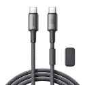 Kabel przewód USB-C - USB-C z organizerem uchwytem magnetycznym 1.2m - szary