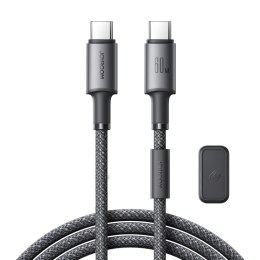 Kabel przewód USB-C - USB-C z organizerem uchwytem magnetycznym 1.2m - szary