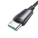 Kabel przewód USB-C - USB-C z organizerem uchwytem magnetycznym 1.2m - szary