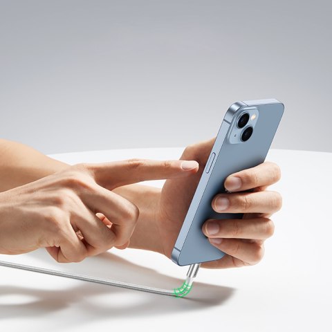 Kabel przewód USB-C - iPhone Lightning MFi 1m - srebrny