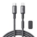 Kabel przewód USB-C - iPhone Lightning z organizerem uchwytem magnetycznym 1.2m - szary Kabel przewód USB-C - iPhone Lightning z organizerem uchwytem magnetycznym 1.2m - szary