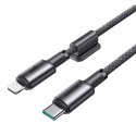 Kabel przewód USB-C - iPhone Lightning z organizerem uchwytem magnetycznym 1.2m - szary Kabel przewód USB-C - iPhone Lightning z organizerem uchwytem magnetycznym 1.2m - szary