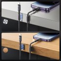 Kabel przewód USB-C - iPhone Lightning z organizerem uchwytem magnetycznym 1.2m - szary Kabel przewód USB-C - iPhone Lightning z organizerem uchwytem magnetycznym 1.2m - szary
