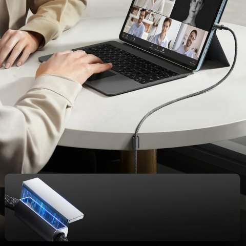 Kabel przewód USB-C - iPhone Lightning z organizerem uchwytem magnetycznym 1.2m - szary Kabel przewód USB-C - iPhone Lightning z organizerem uchwytem magnetycznym 1.2m - szary