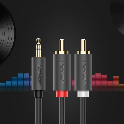 Kabel przewód audio 3.5mm minijack (męski) - 2RCA (męski) 2m - szary Kabel przewód audio 3.5mm minijack (męski) - 2RCA (męski) 2m - szary