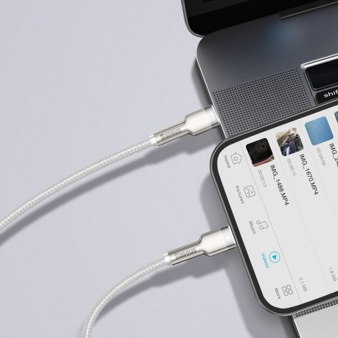 Kabel przewód do iPhone USB-C - Lightning Series Metal Data 20W PD 2m - biały