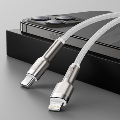 Kabel przewód do iPhone USB-C - Lightning Series Metal Data 20W PD 2m - biały