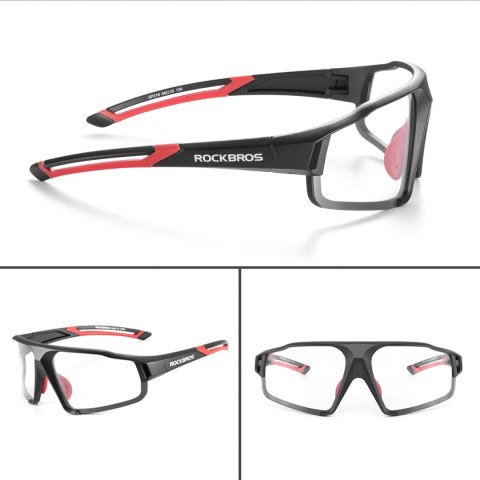 Okulary rowerowe fotochromowe UV400 z etui SP216BK - czarno-czerwone Okulary rowerowe fotochromowe UV400 z etui SP216BK - czarno-czerwone
