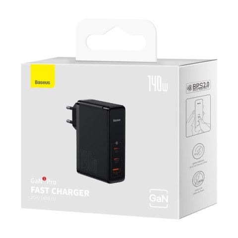 Szybka ładowarka GaN5 Pro 2xUSB-C+USB-A 140W EU - czarna Szybka ładowarka GaN5 Pro 2xUSB-C+USB-A 140W EU - czarna