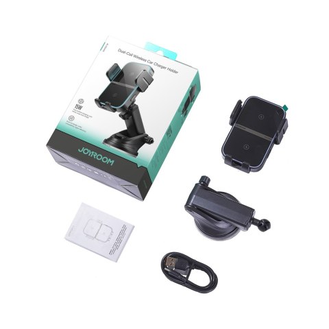 Uchwyt na telefon z ładowarką indukcyjną na deskę rozdzielczą - czarny Uchwyt na telefon z ładowarką indukcyjną na deskę rozdzielczą - czarny